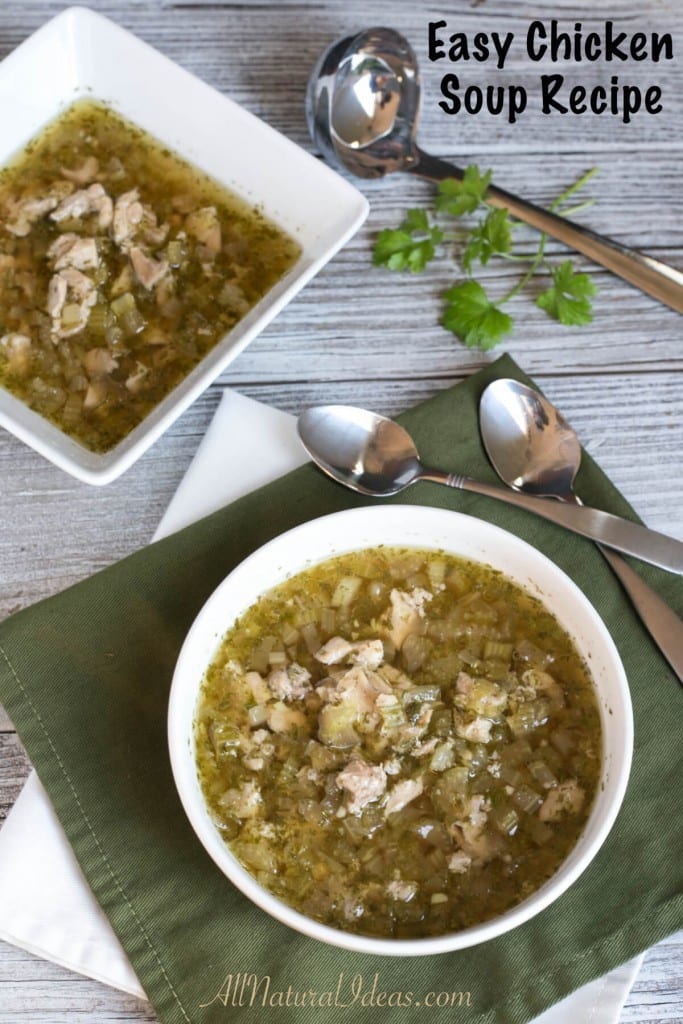 An easy chicken soup recipe for colds and flu that helps relieve common symptoms. Keep some chicken broth handy to make this low carb chicken soup any time.