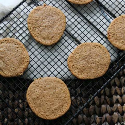 Gluten free paleo almond butter cookies cooling on rack