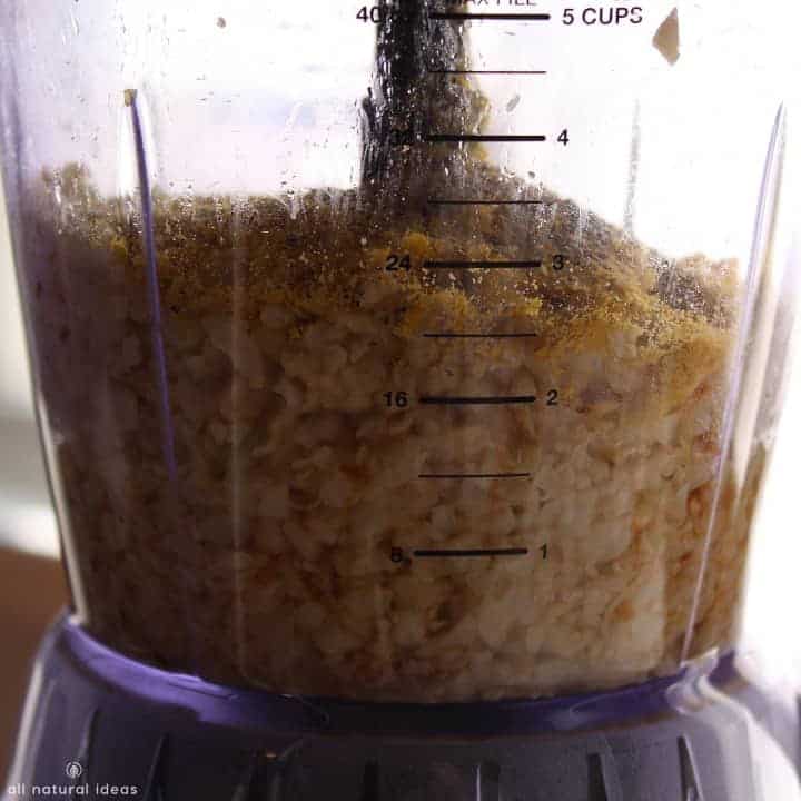 Process the nutritional yeast vegan cheese sauce in blender
