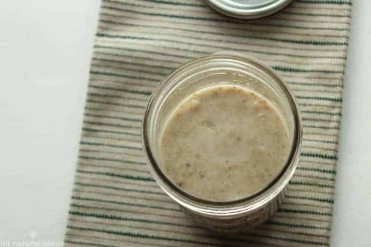 Homemade dairy free cream of mushroom soup in a canning jar