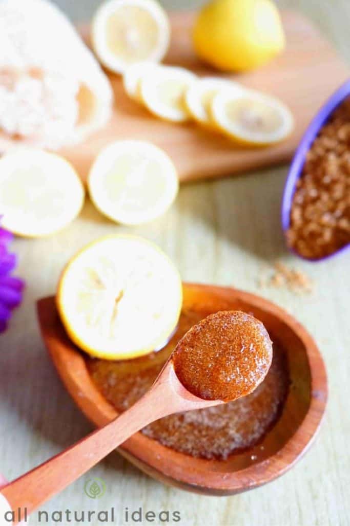 diy body scrub on spoon